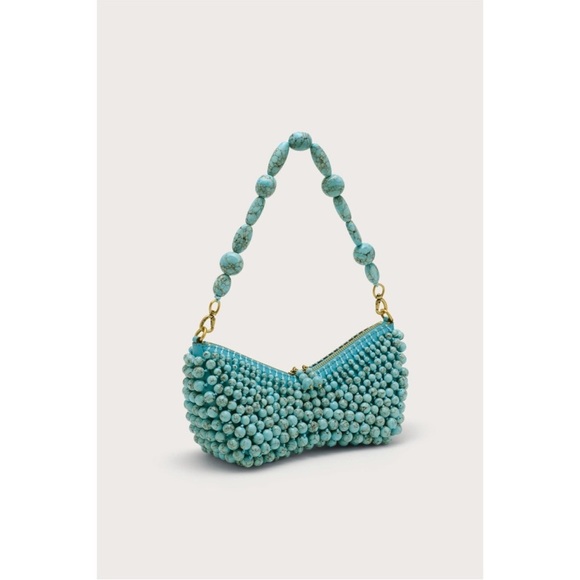 Cult Gaia Mercier Mini Shoulder Bag in Ibiza Turquoise Beaded $898 NEW In Box - Picture 5 of 9